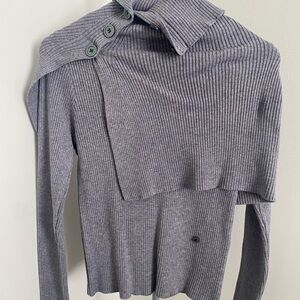 Gray Ribbed Women Sweater